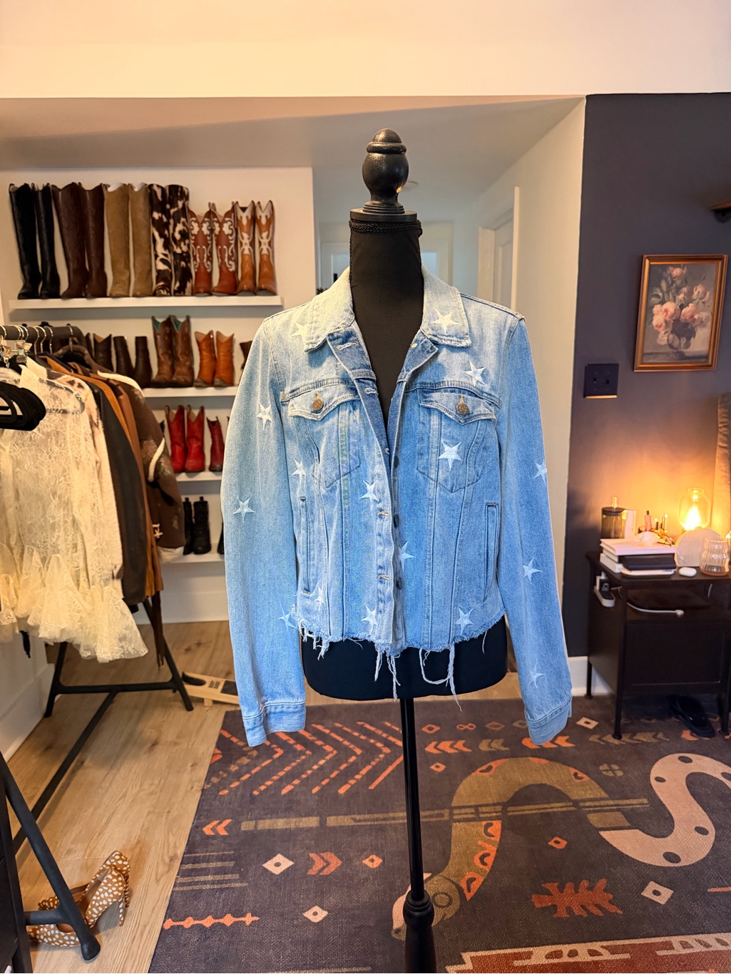 Pistola Light Blue Star Print Denim Jacket
